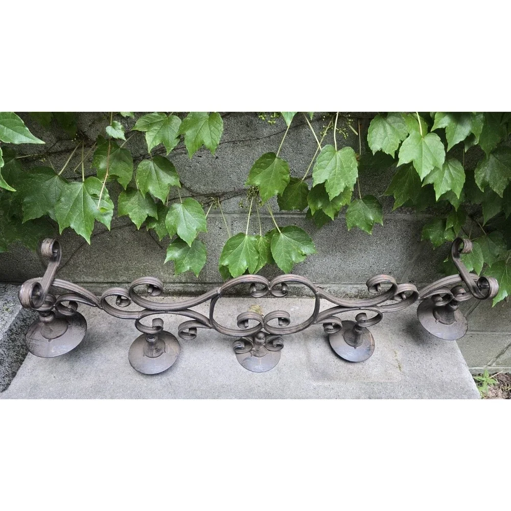 Large Wrought Iron 5 Candle Holder Vintage Tabletop Mantel Fireplace 33